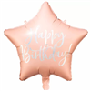 Balloon Foil 16 Star Cursive Happy Birthday Pastel Pink Uninflated 