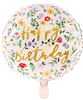 Balloon Foil 18 Cursive Happy Birthday Floral Pink Uninflated 