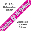 Banner Foil 6th Pink Happy Birthday Oakwood