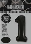 Balloon Foil 34 Black 1 Uninflated