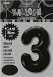 Balloon Foil 34 Black 3 Uninflated