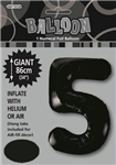 Balloon Foil 34 Black 5 Uninflated