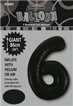 Balloon Foil 34 Black 6 Uninflated