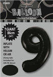 Balloon Foil 34 Black 9 Uninflated