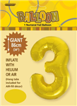 Balloon Foil 34 Gold 3 Uninflated