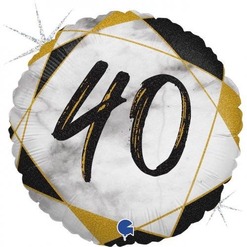 BALLOON FOIL 18 MARBLE BLK 40 UNINFLATED