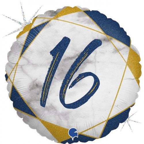 BALLOON FOIL 18 MARBLE BLUE 16 UNINFLATED