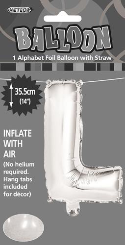BALLOON FOIL 14 SILVER L  SelfInflating