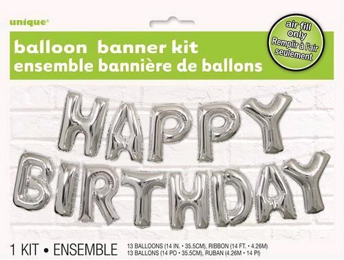 Balloon Foil Letter Kit Happy Birthday Silver