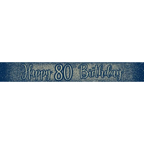 Banner Foil Glitter Navy 80th 27m