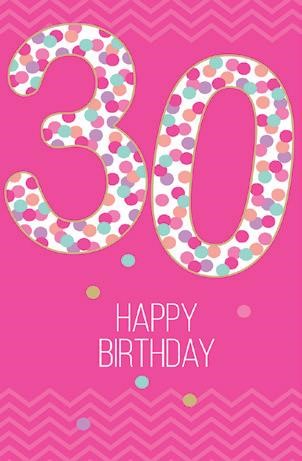 Card Female 30th Birthday Dots
