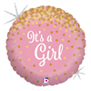 BALLOON FOIL 18 GLITTER ITS A GIRL UNINFLATED