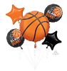 BALLOON FOIL BOUQUET SLAM DUNK BASKETBALL 5PK UNINFLATED