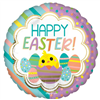 Balloon Foil 18 Happy Easter Chicky Stripes Uninflated