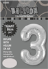 Balloon Foil 34 Silver 3 Uninflated