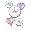 Balloon Foil Bouquet Unicorn Party 5Pk Uninflated