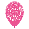 Balloons Printed Pink Ribbon Fuchsia 6pk