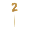 Candle 2 Long Pick Gold Glitter