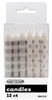 Dots  Stripes Candles Silver 12 Pack