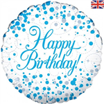 BALLOON FOIL 18 SPARK FIZZ BLUE HAPPY BIRTHDAY