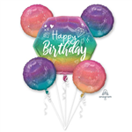 BALLOON FOIL BOUQUET HBDAY SPARKLE 5PK UNINFLATED