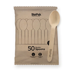 BIOPAK WOODEN SPOON PACK 50PK