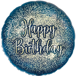 Balloon Foil 18 Glitter Navy Happy Birthday Uninflated