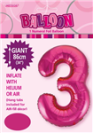 Balloon Foil 34 Hot Pink 3 Uninflated