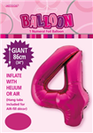 Balloon Foil 34 Hot Pink 4 Uninflated