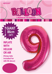 Balloon Foil 34 Hot Pink 9 Uninflated