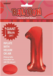 Balloon Foil 34 Red 1 Uninflated