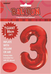 Balloon Foil 34 Red 3 Uninflated