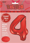 Balloon Foil 34 Red 4 Uninflated