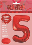 Balloon Foil 34 Red 5 Uninflated 