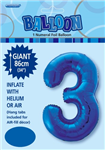 Balloon Foil 34 Royal Blue 3 Uninflated 