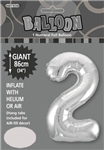 Balloon Foil 34 Silver 2 Uninflated