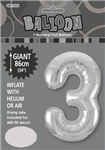 Balloon Foil 34 Silver 3 Uninflated