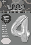 Balloon Foil 34 Silver 4 Uninflated
