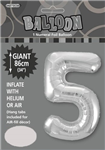 Balloon Foil 34 Silver 5 Uninflated