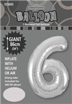 Balloon Foil 34 Silver 6 Uninflated