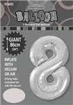 Balloon Foil 34 Silver 8 Uninflated