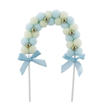 Cake Topper Pom Pom Blue Ribbon