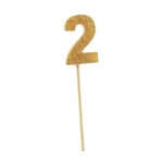 Candle 2 Long Pick Gold Glitter