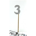 Candle 3 Long Pick Silver Glitter