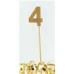 Candle 4 Long Pick Gold Glitter