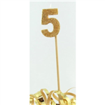 Candle 5 Long Pick Gold Glitter