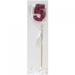 Candle 5 Long Pick Pink Glitter