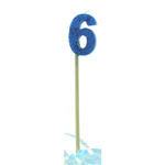 Candle 6 Long Pick Blue Glitter