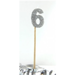 Candle 6 Long Pick Silver Glitter