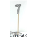 Candle 7 Long Pick Silver Glitter